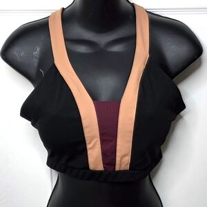 SAVVI Athletic Black,Tan,Burgundy Sports Bra